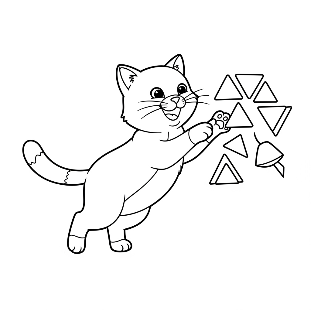 Bé tô màu hình tam giác đơn giản