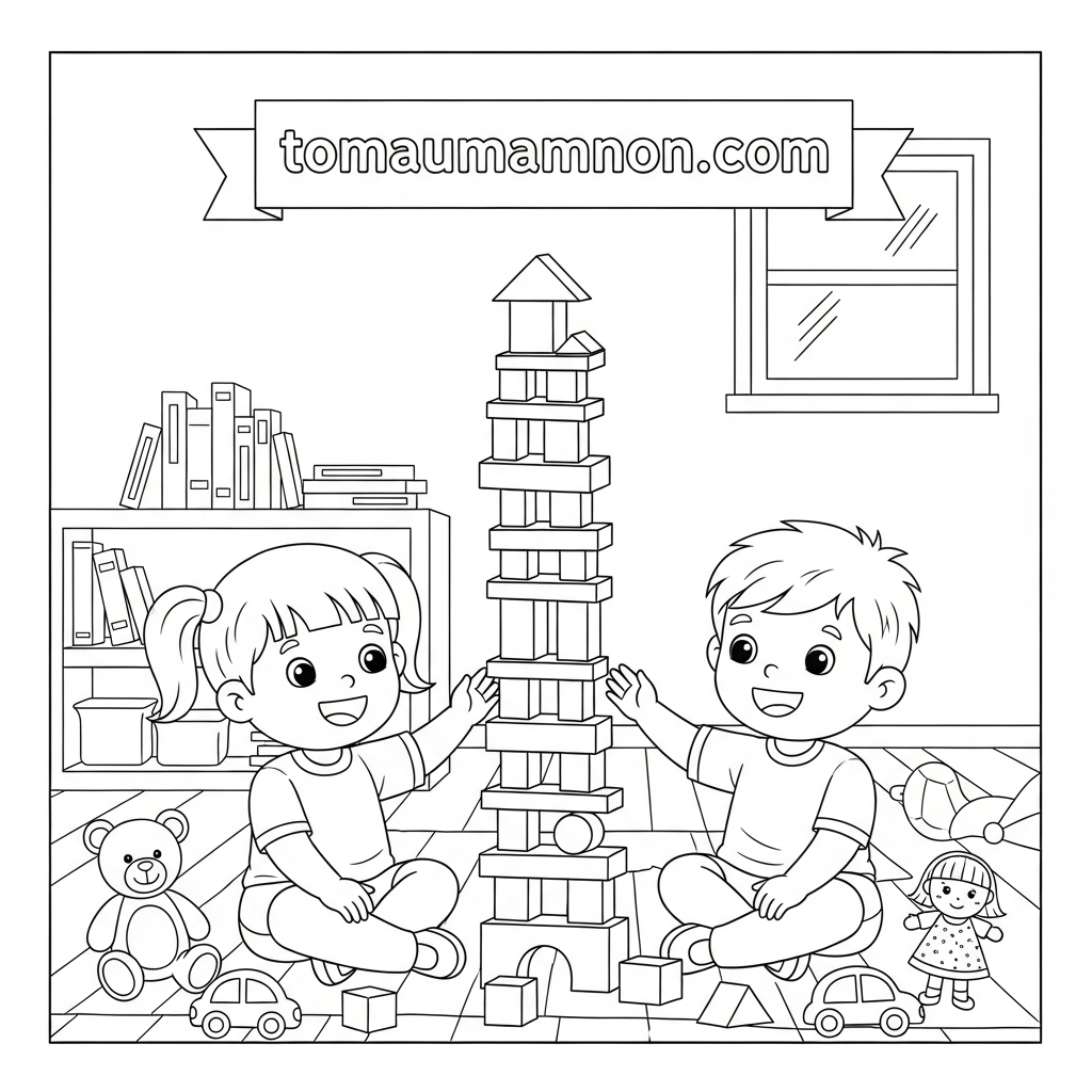 Tải Tranh Tô Màu Lớp Học Miễn Phí Cho Bé Mầm Non Hình tô màu đồ dùng lớp học đơn giản cho bé