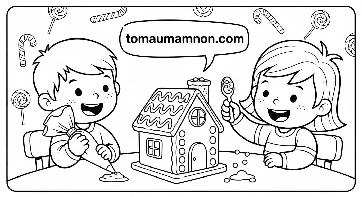 Bộ sưu tập tranh tô màu ngôi nhà bánh kẹo cho bé