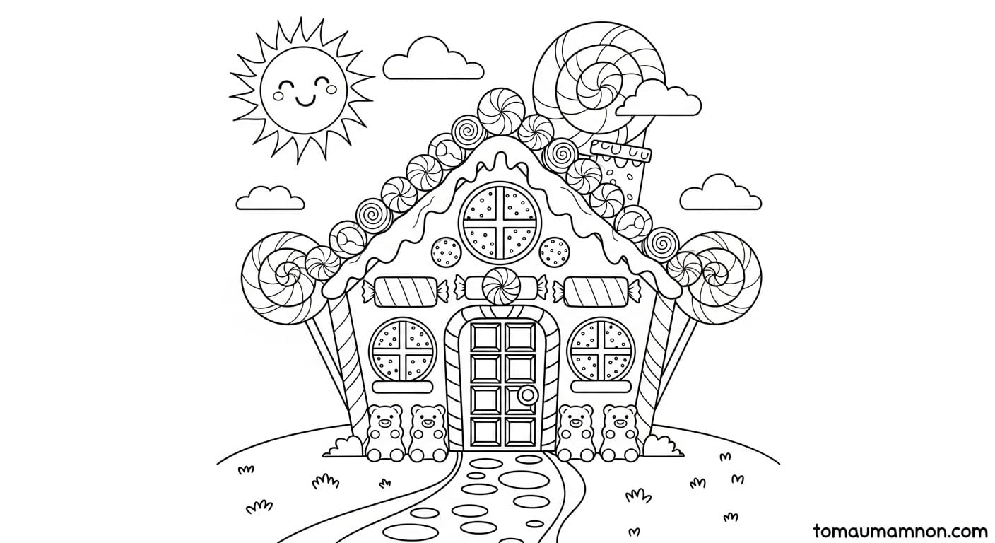 Ngôi nhà bánh kẹo được tô màu rực rỡ