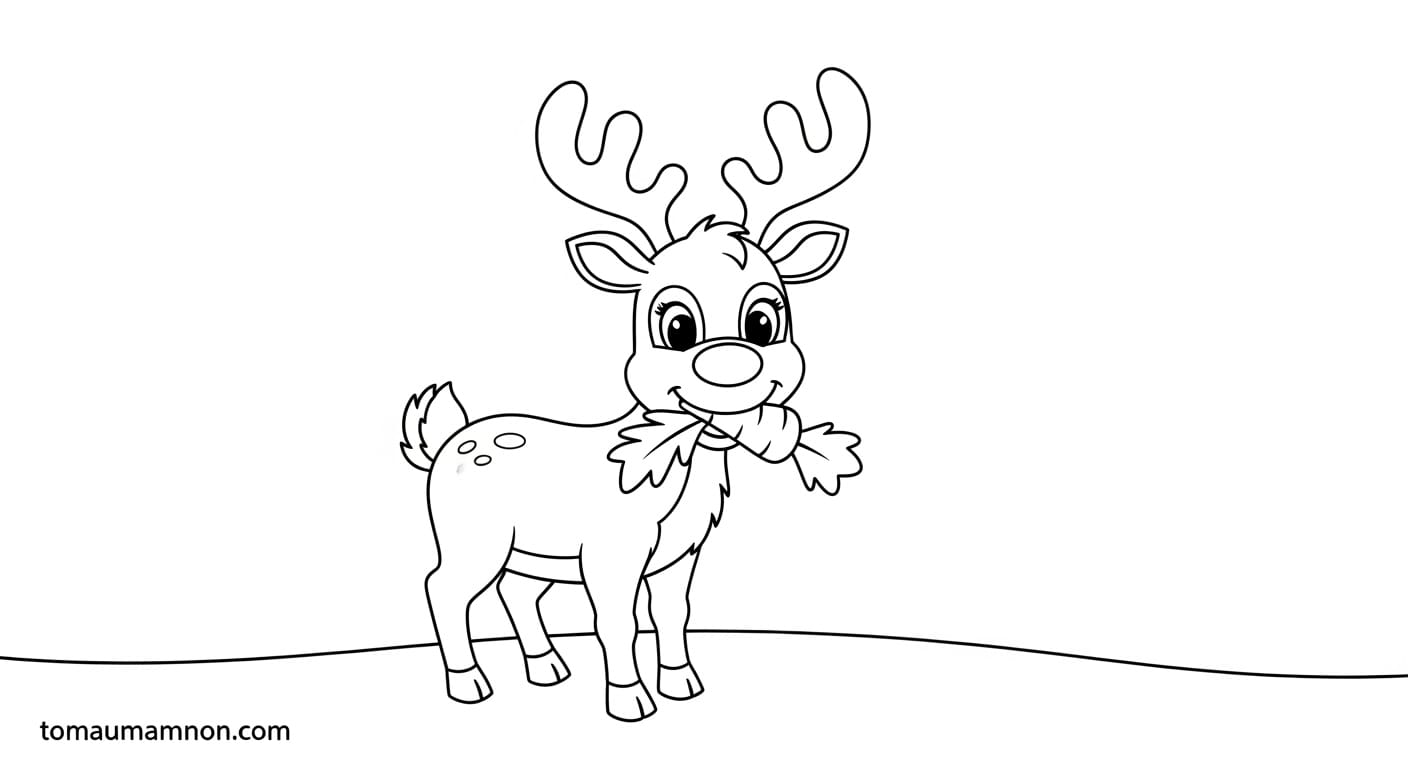 Tô Màu Ông Già Noel Và Con Tuần Lộc Ông già Noel cưỡi xe tuần lộc bay trên trời