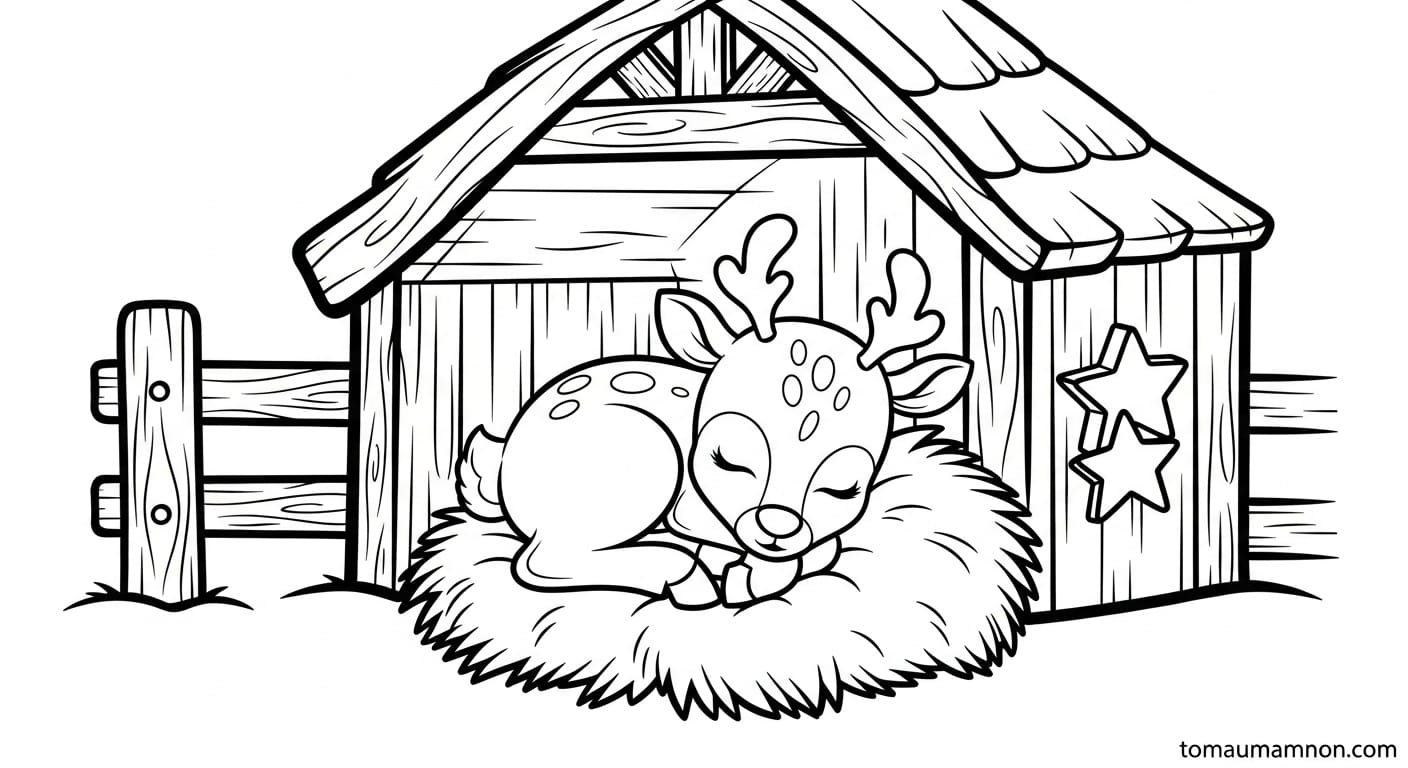 Tô Màu Ông Già Noel Và Con Tuần Lộc Tranh ông già Noel cưỡi tuần lộc đơn giản