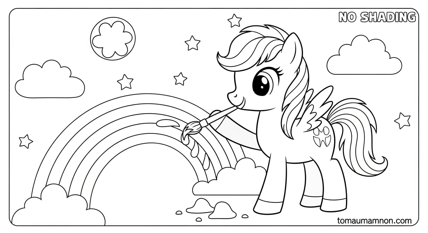 Gợi ý màu sắc tô màu Pony Cầu Vồng rực rỡ