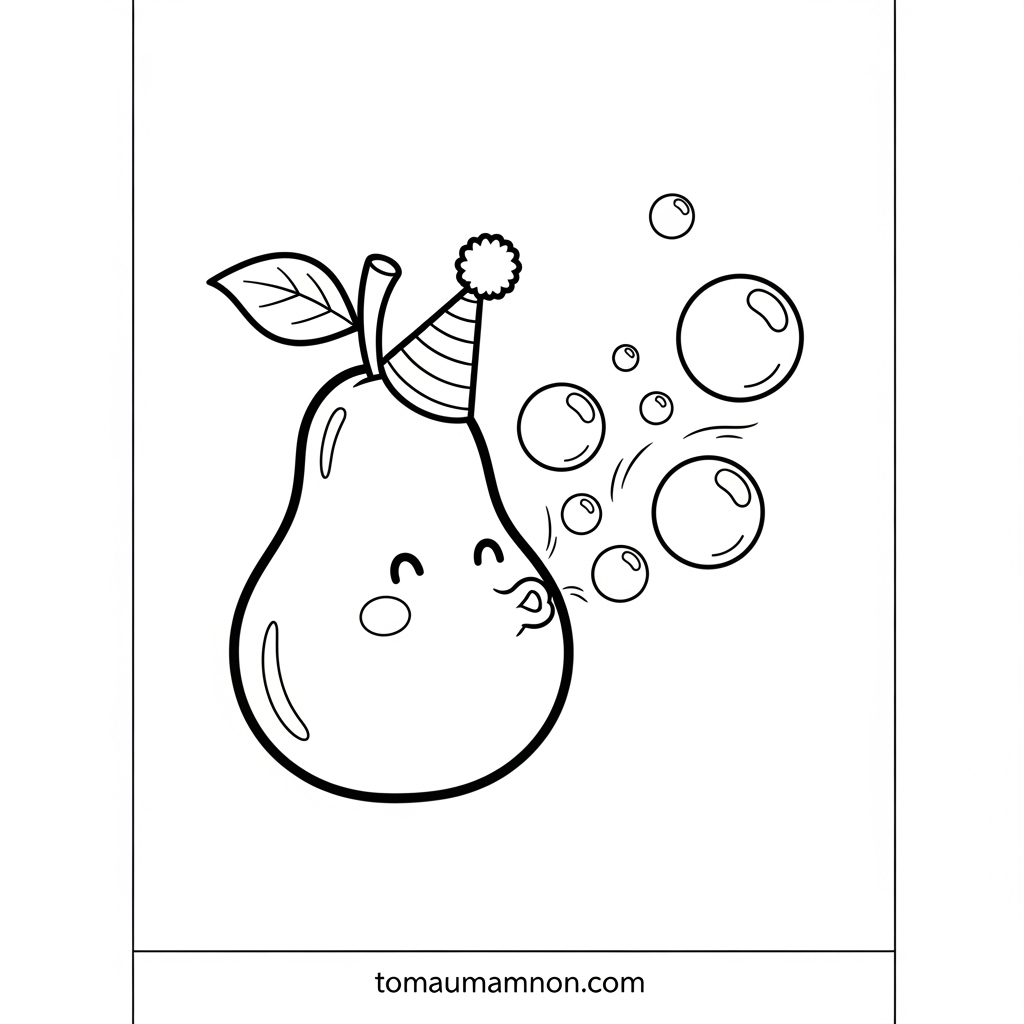 Tô màu quả lê hoạt hình cho bé 4 tuổi