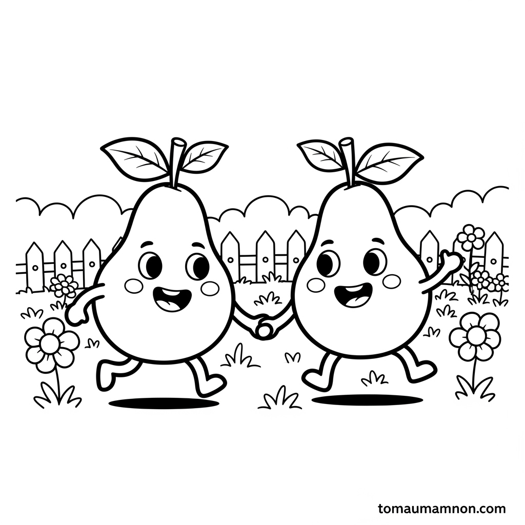 Vẽ tô màu quả lê và trái cây khác