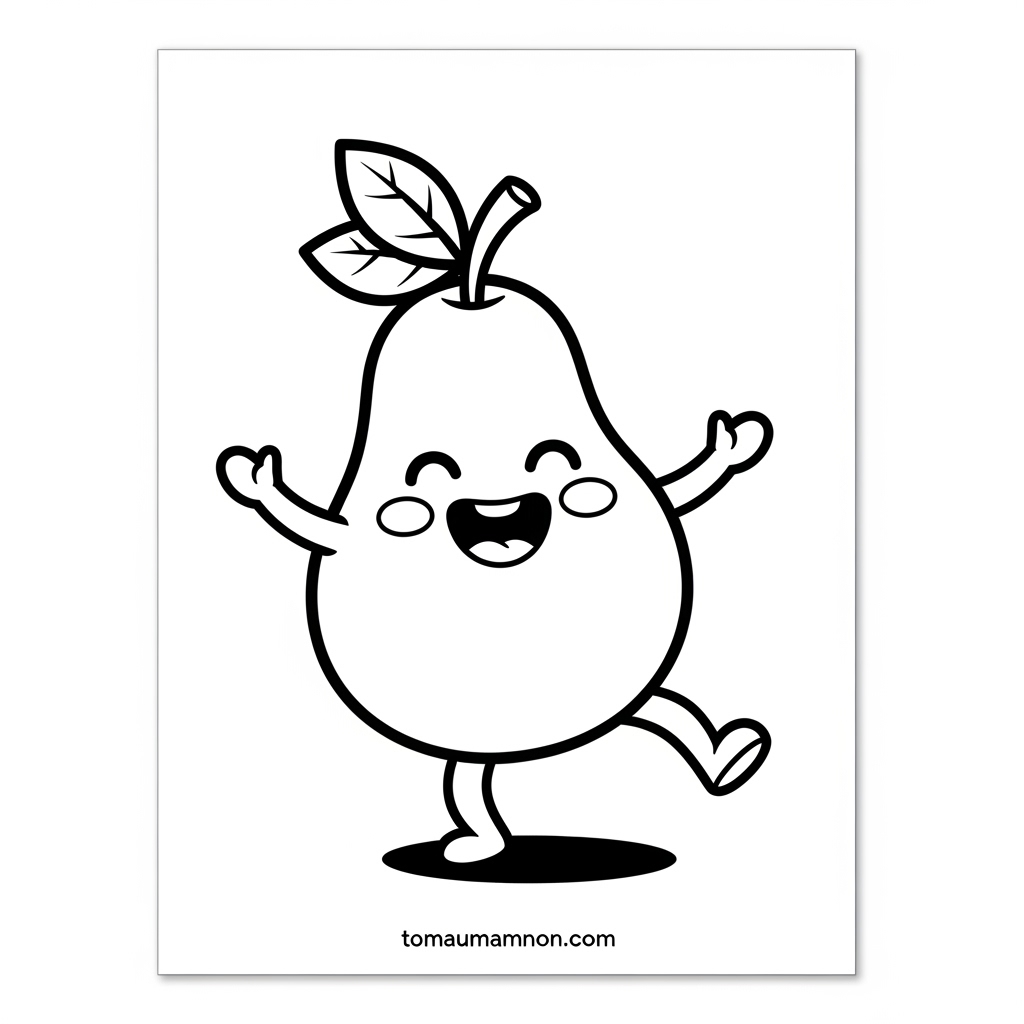 Tranh tô màu quả lê đơn giản cho bé