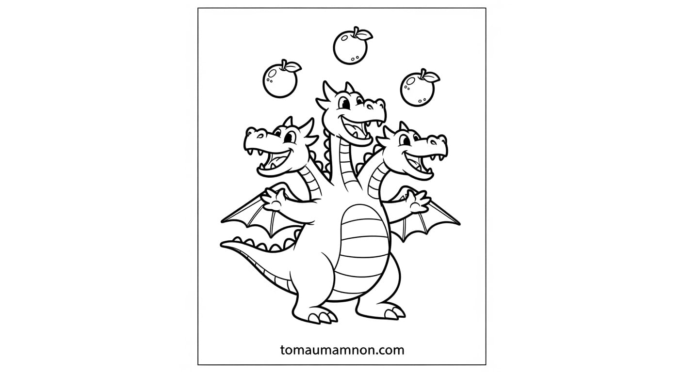 Các mẫu tranh tô màu rồng 3 đầu độc đáo