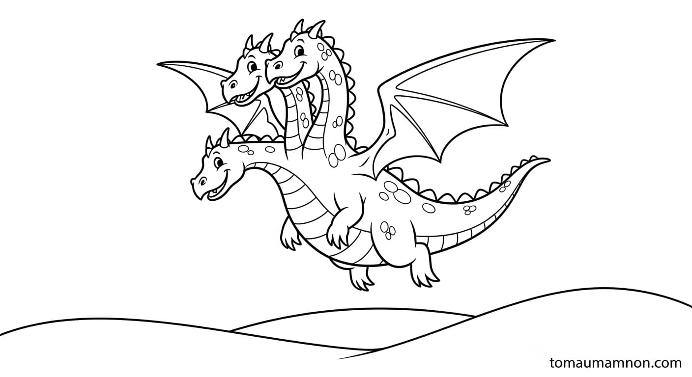 Khám phá tranh tô màu rồng 3 đầu