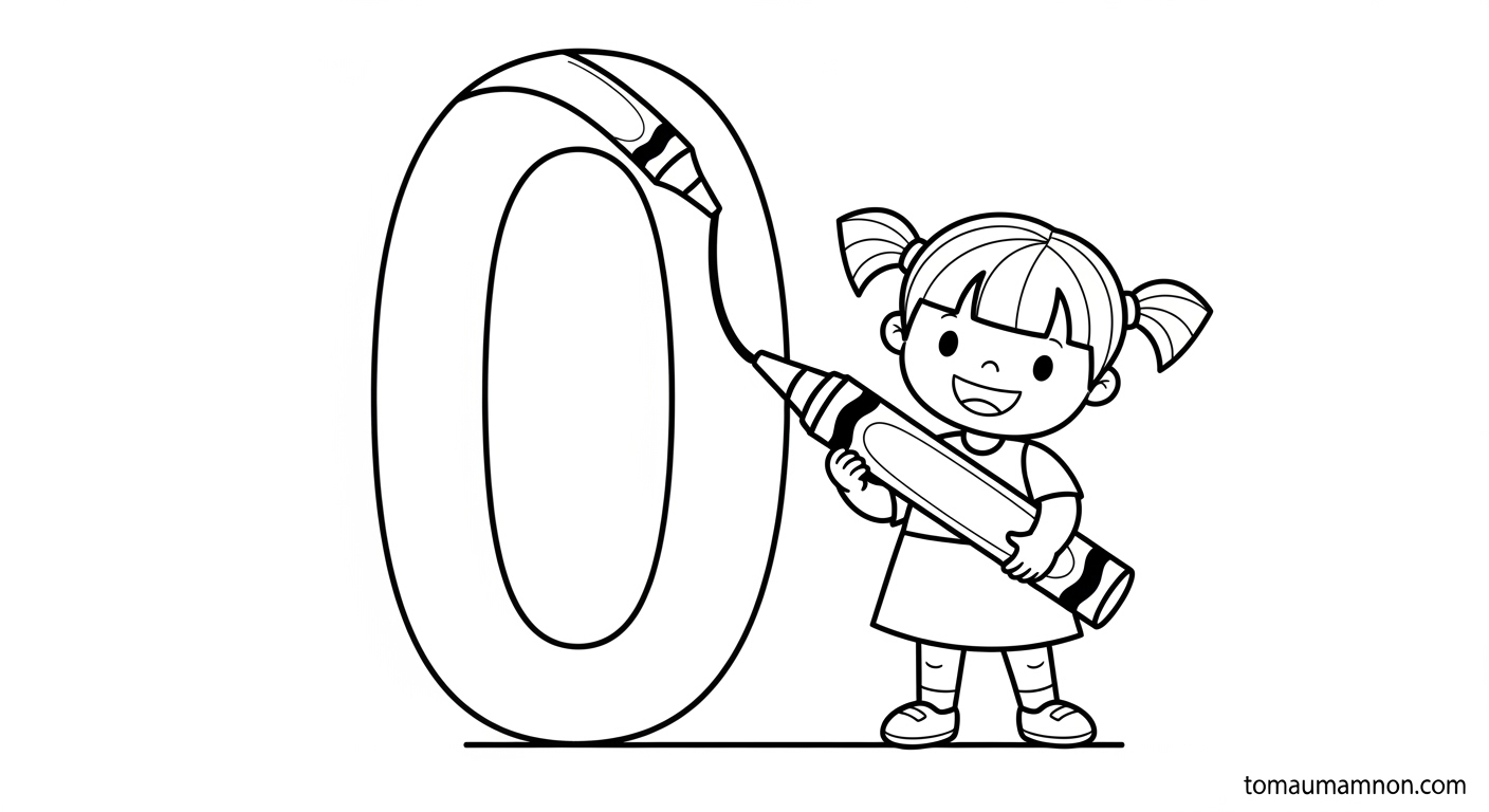 Tô Màu Số 0 Bé học tô màu số 0