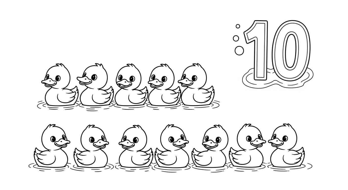 Số 10 kèm hình vẽ vui nhộn