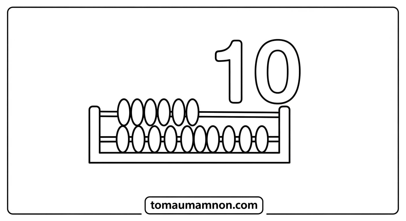 Tô Màu Số 10 In tranh tô màu con số 10