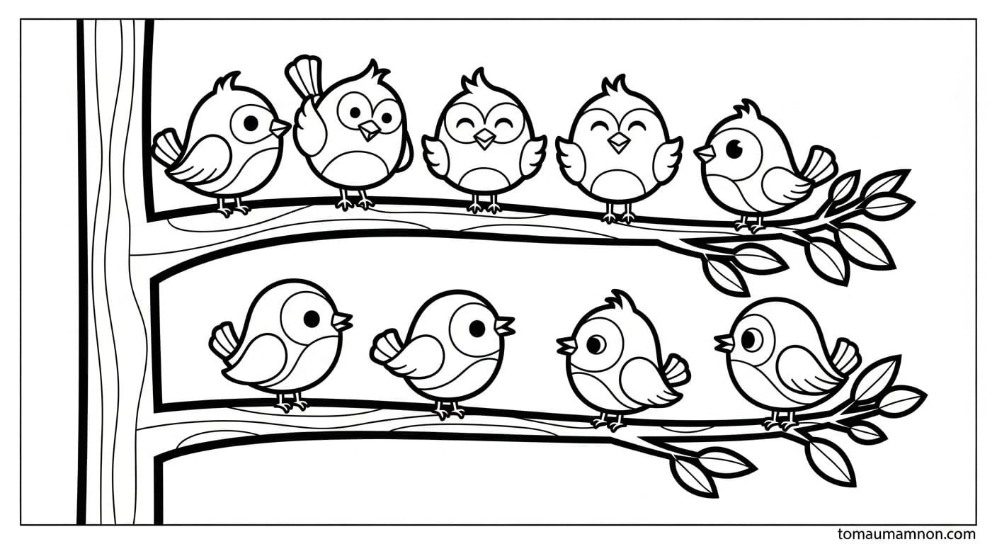 Tô Màu Số 9 Bé gái cầm bảng số 9