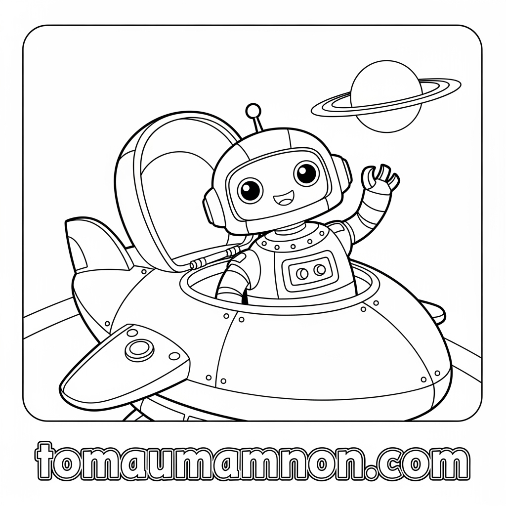 Hình vẽ tàu vũ trụ đơn giản cho bé