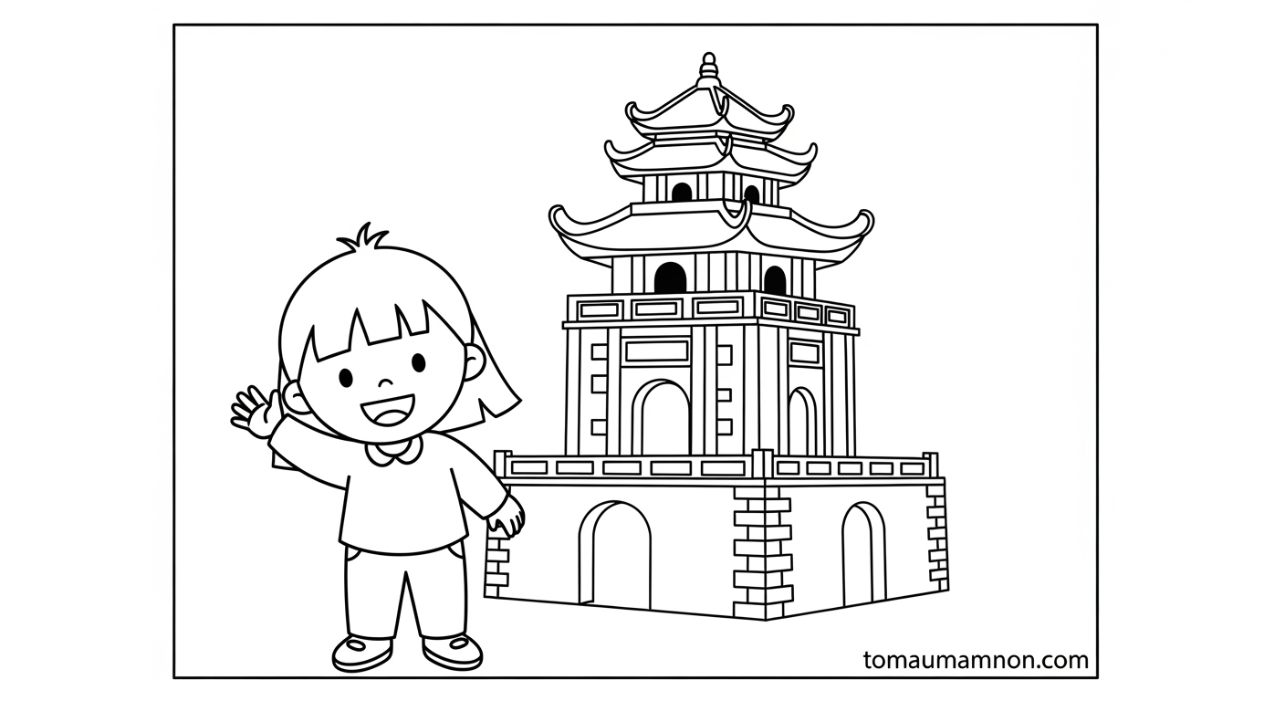 Tô Màu Tháp Rùa Bức tranh Tháp Rùa để tô giúp bé học lịch sử