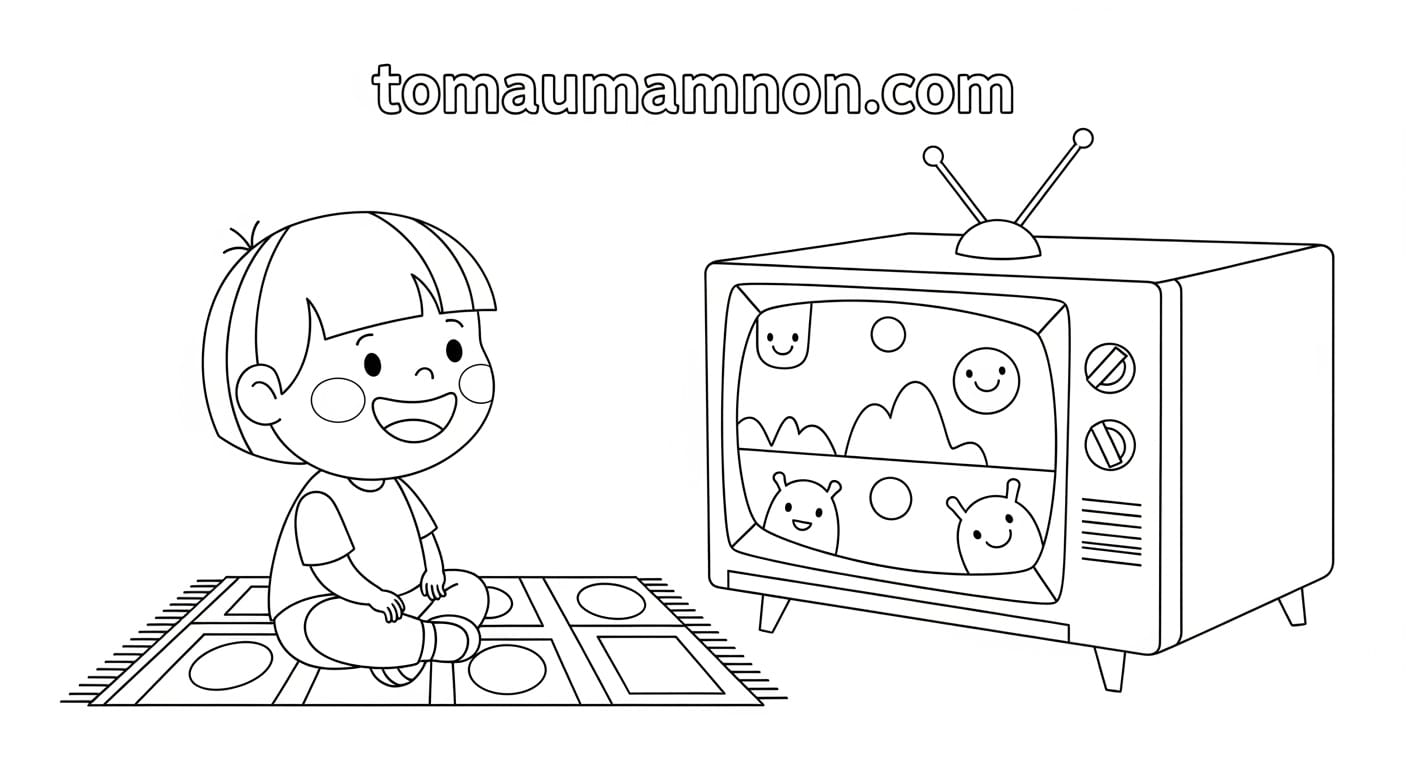 Trẻ em tô màu tivi