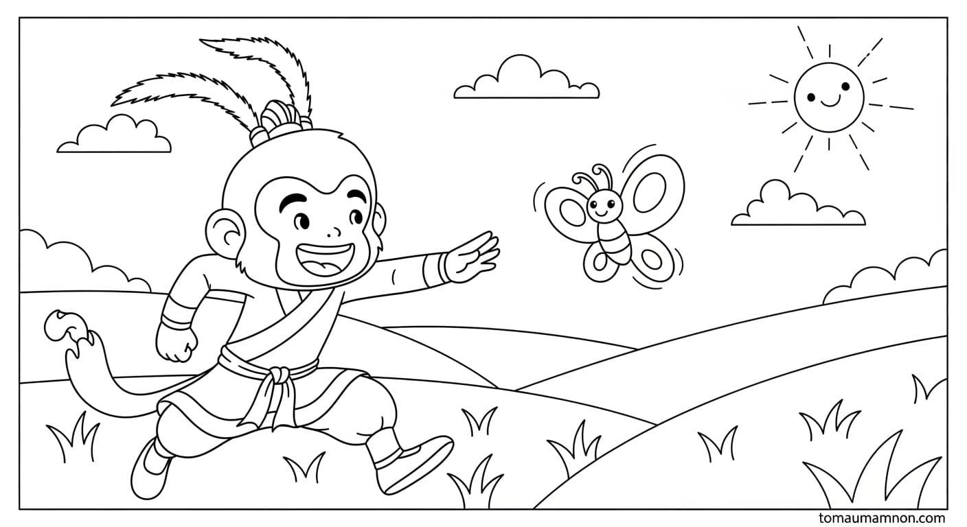 Tôn Ngộ Không bay lượn trên mây