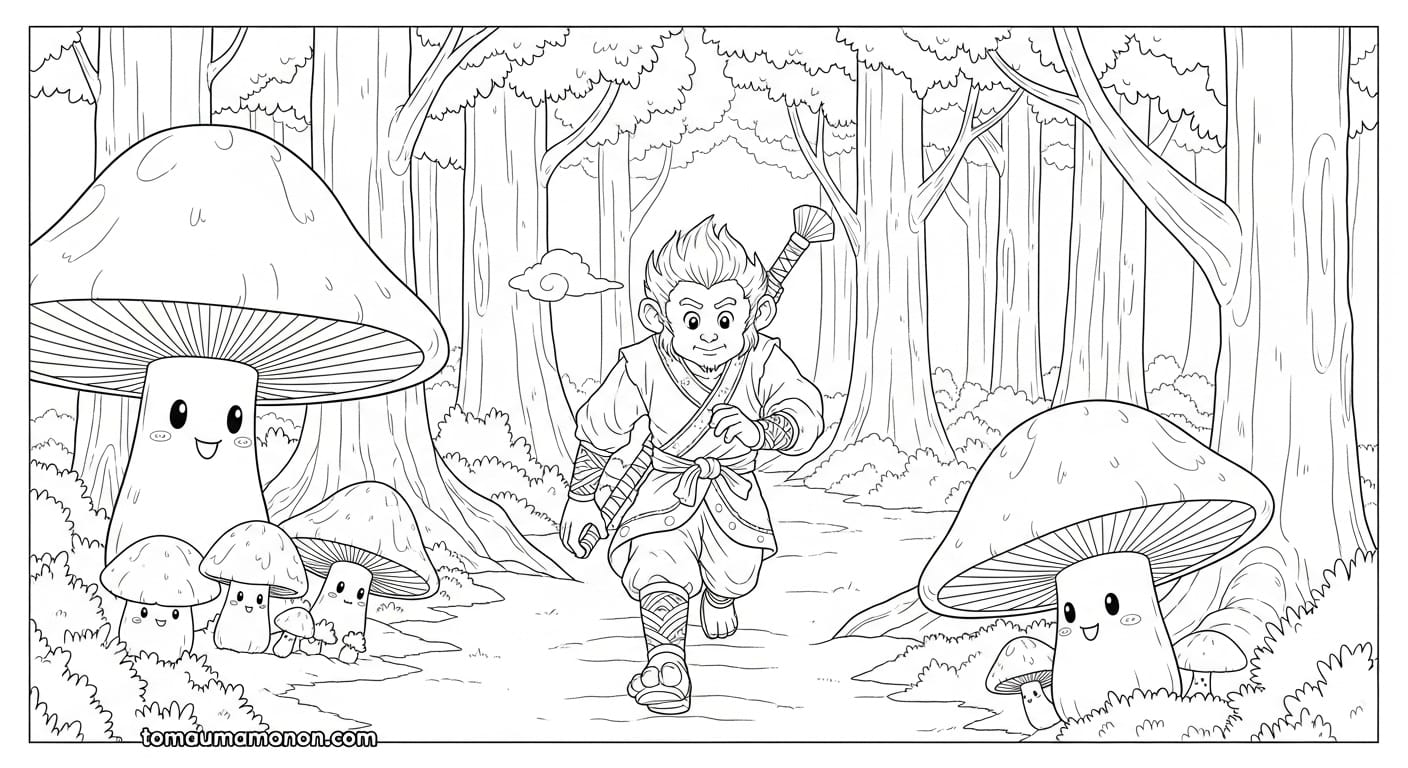 Tôn Ngộ Không đứng trên đỉnh núi