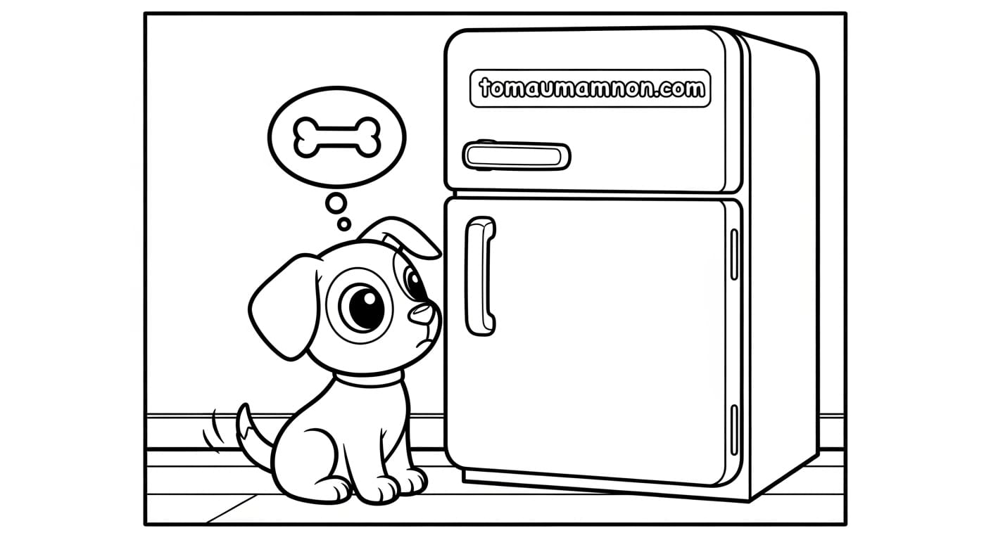 Mẫu tô màu tủ lạnh ngộ nghĩnh