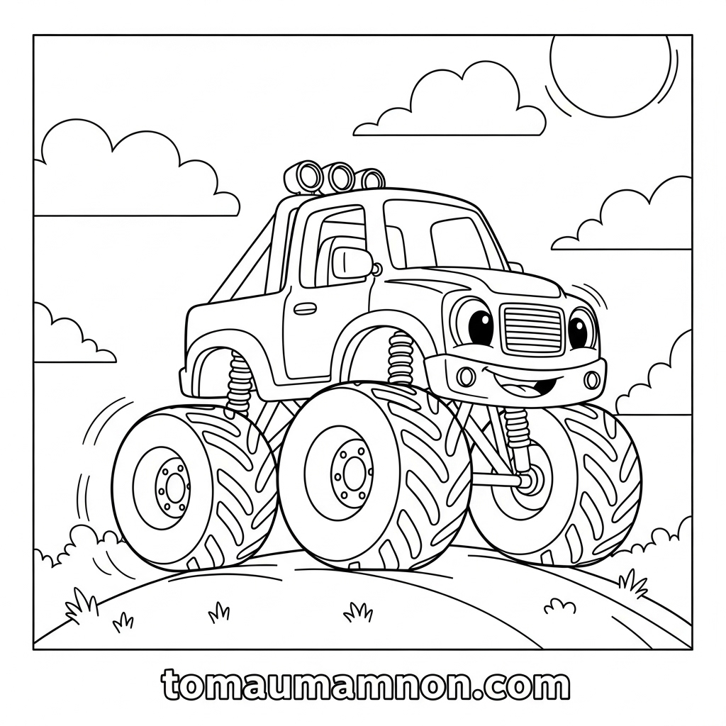 Bé khám phá thế giới phương tiện giao thông qua tranh tô màu xe tải