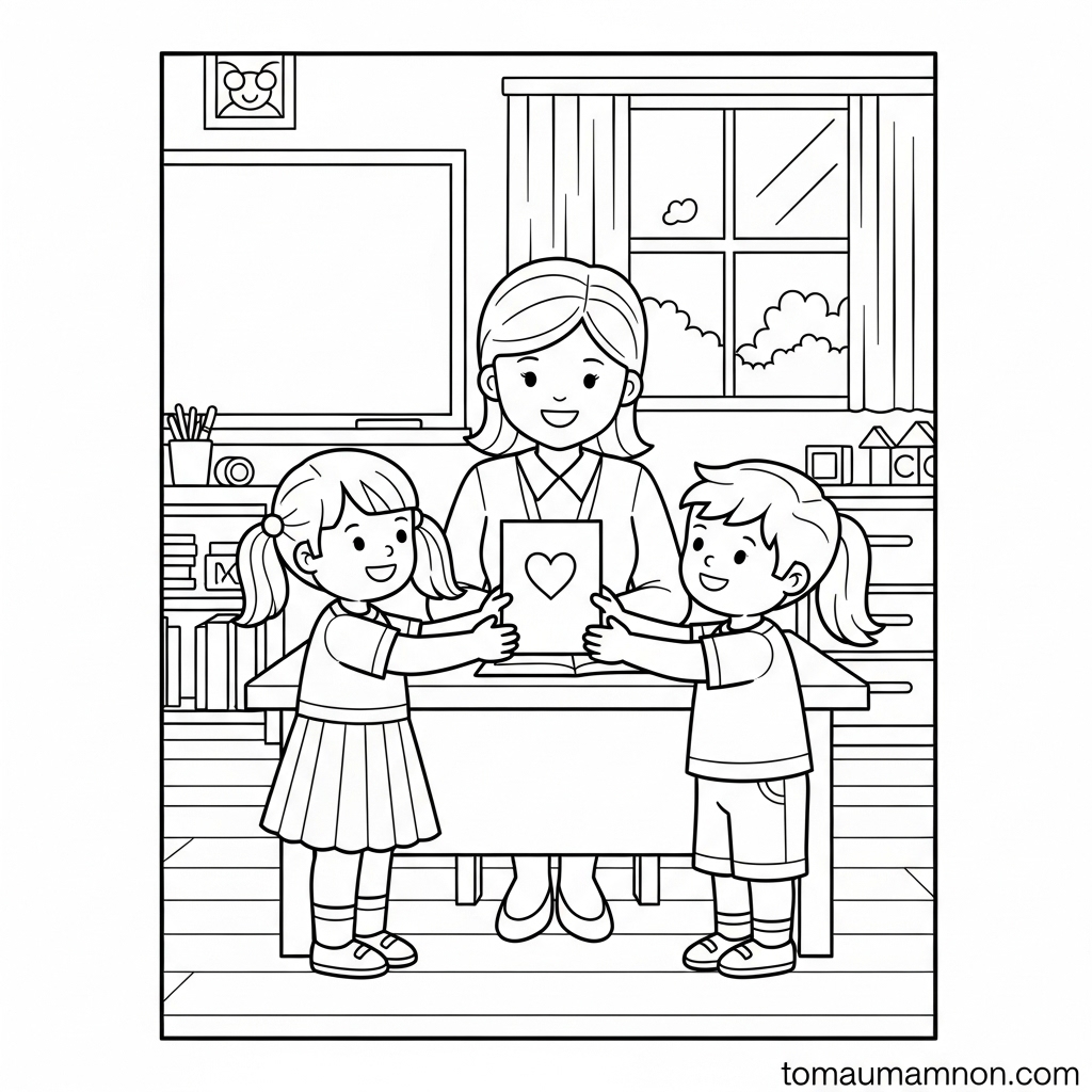 Hình tô màu Ngày Phụ Nữ Việt Nam chủ đề mẹ