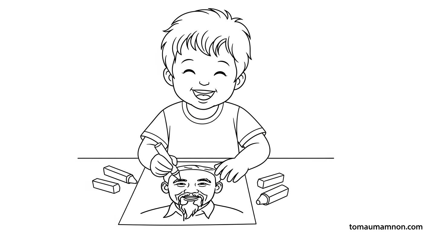 Tranh Ảnh Bác Hồ Lợi ích tô màu tranh Bác Hồ cho trẻ