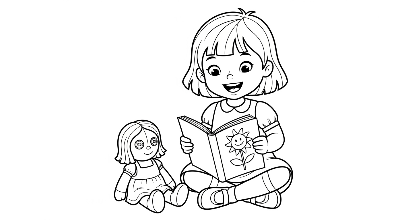 Tranh Bé Gái Tranh tô màu bé gái cute cho mầm non