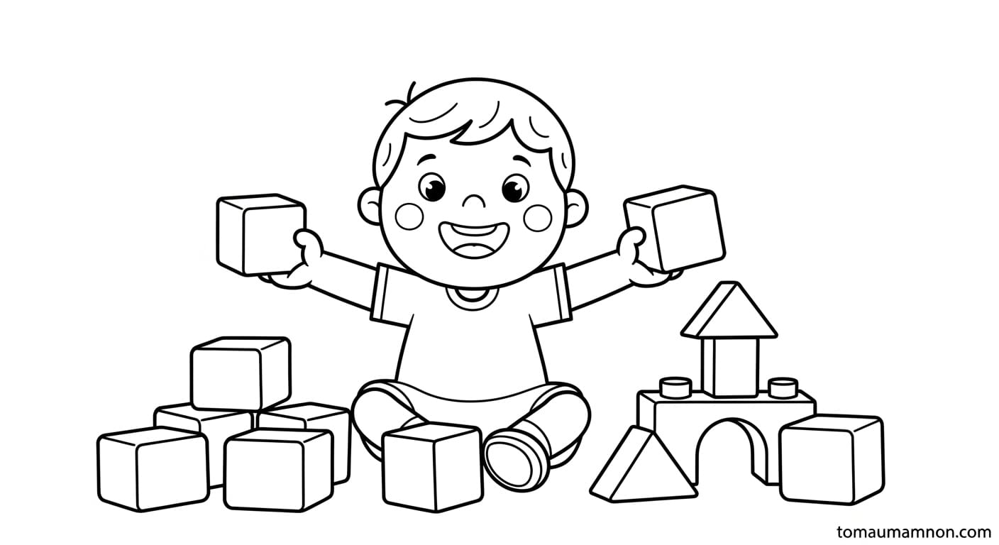 Tranh Bé Trai Bé trai đang chào