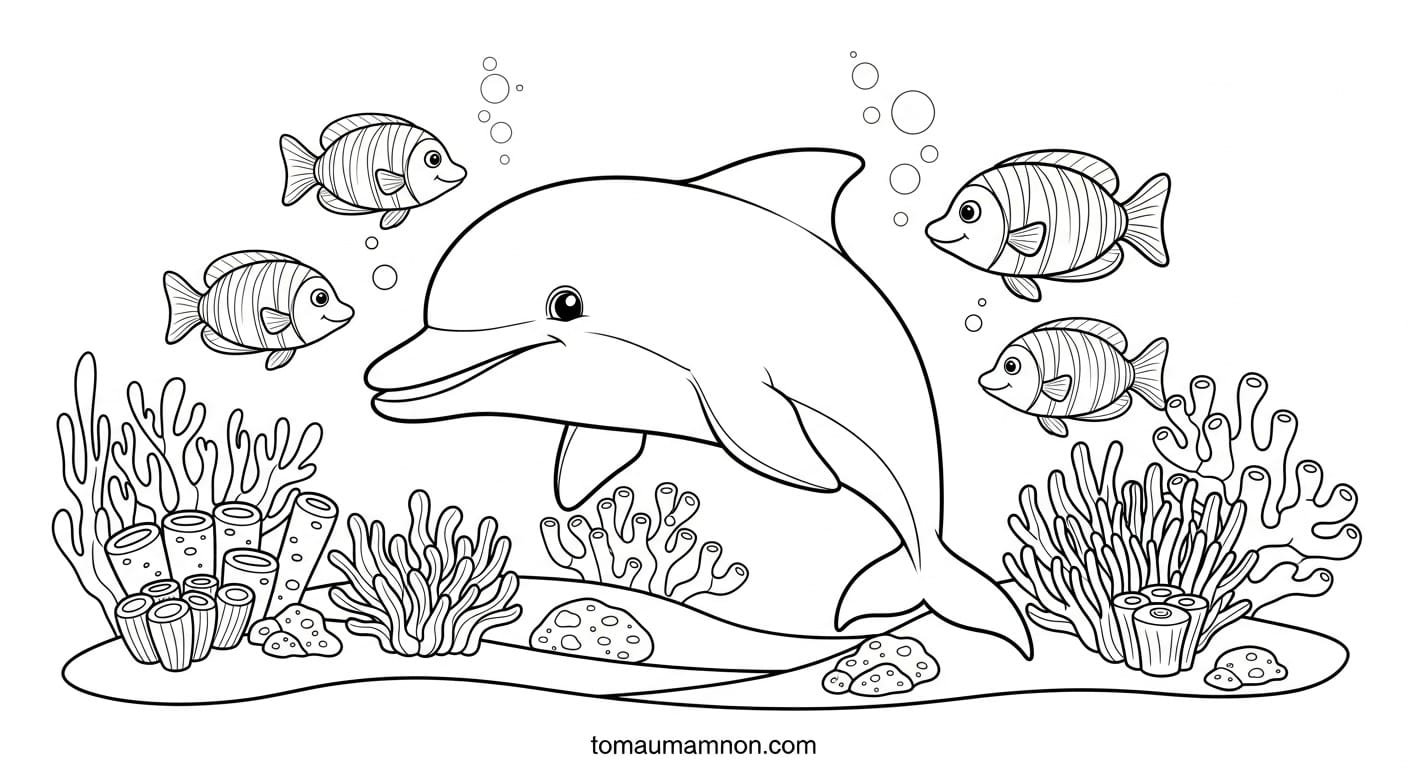 Tranh Cá Heo cá heo và con