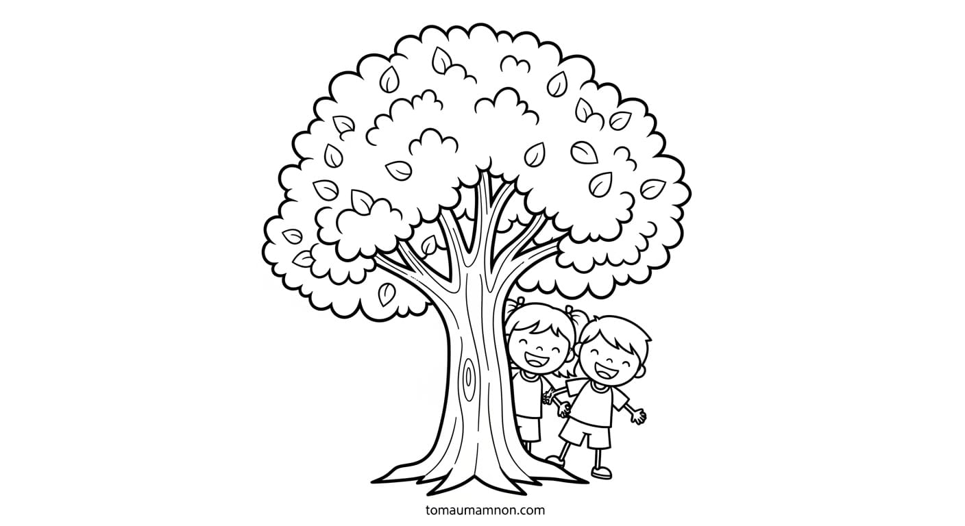 Tranh Cây Xanh Cây xanh có chiếc xích đu nhỏ