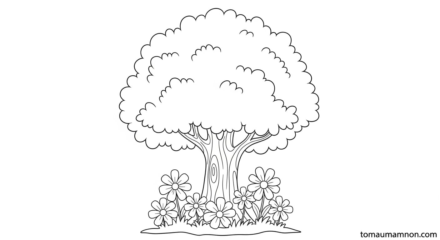 Tranh Cây Xanh Cây xanh và ngôi nhà nhỏ xinh