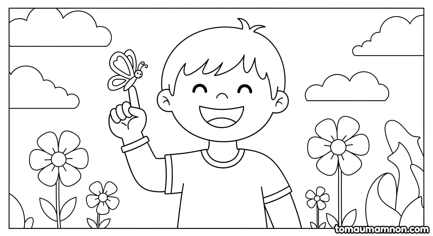 Tranh Con Bướm Bé gái và chú bướm xinh xắn