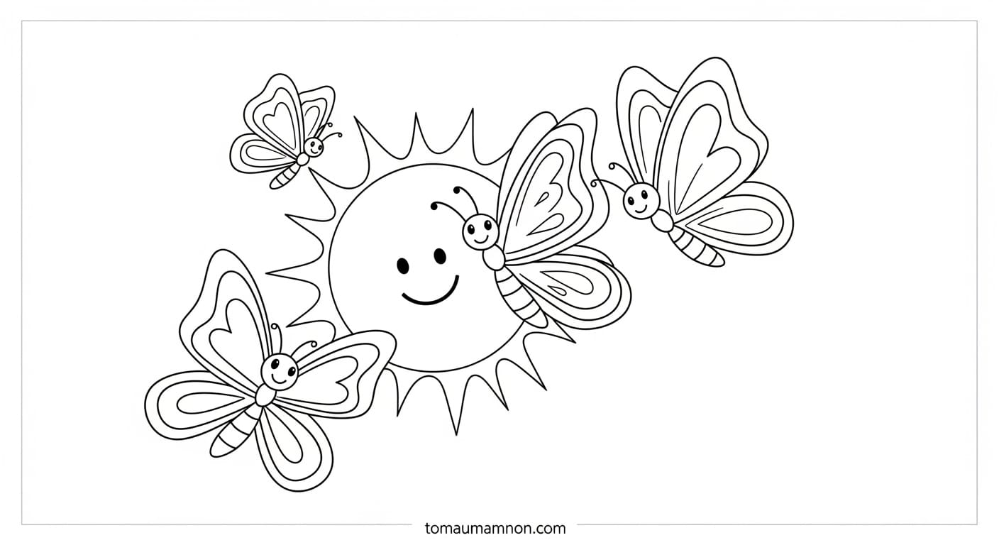 Tranh Con Bướm Đàn bướm bay quanh những bông hoa