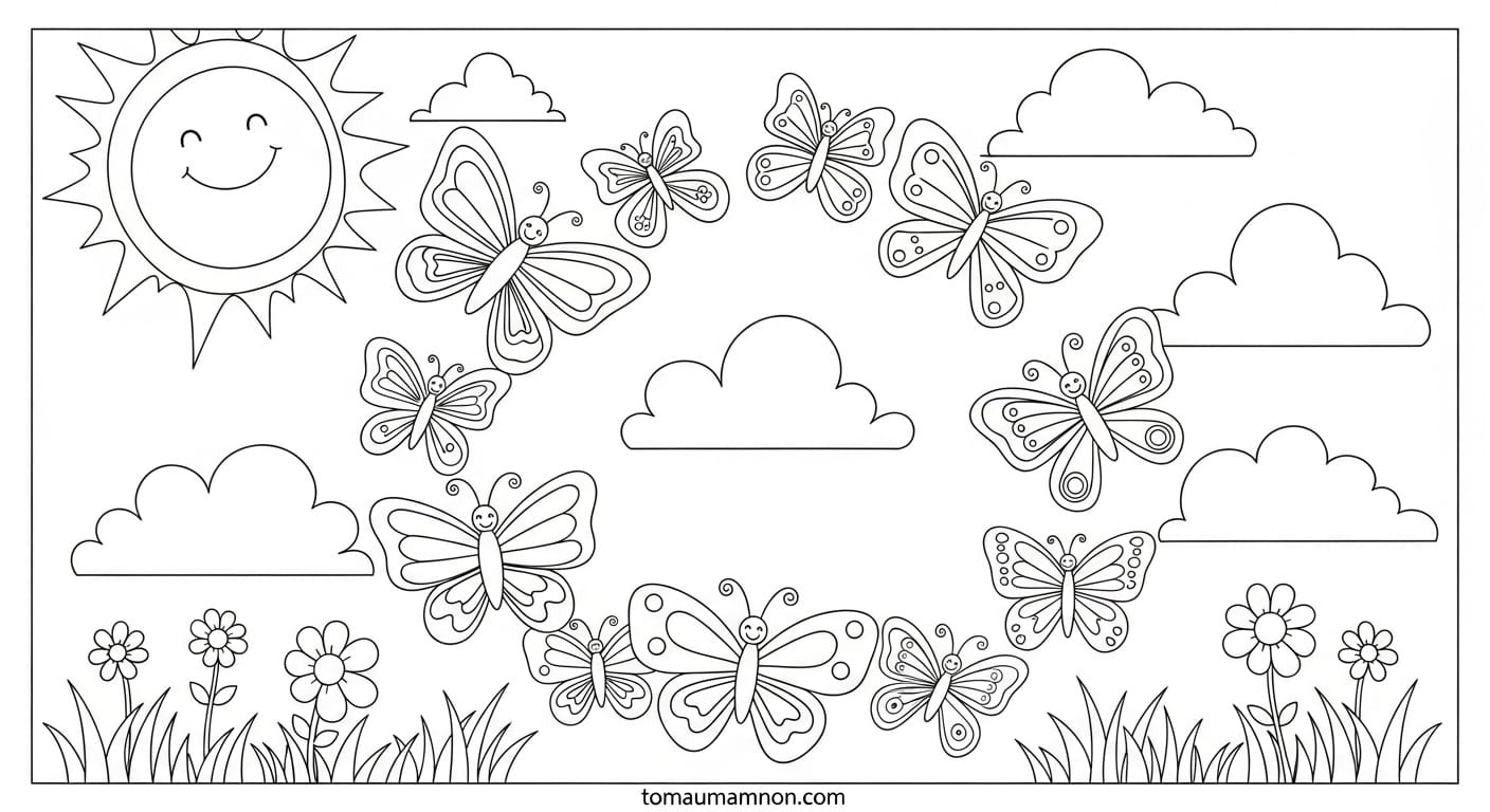 Tranh Con Bướm Hai chú bướm vui đùa cùng nhau