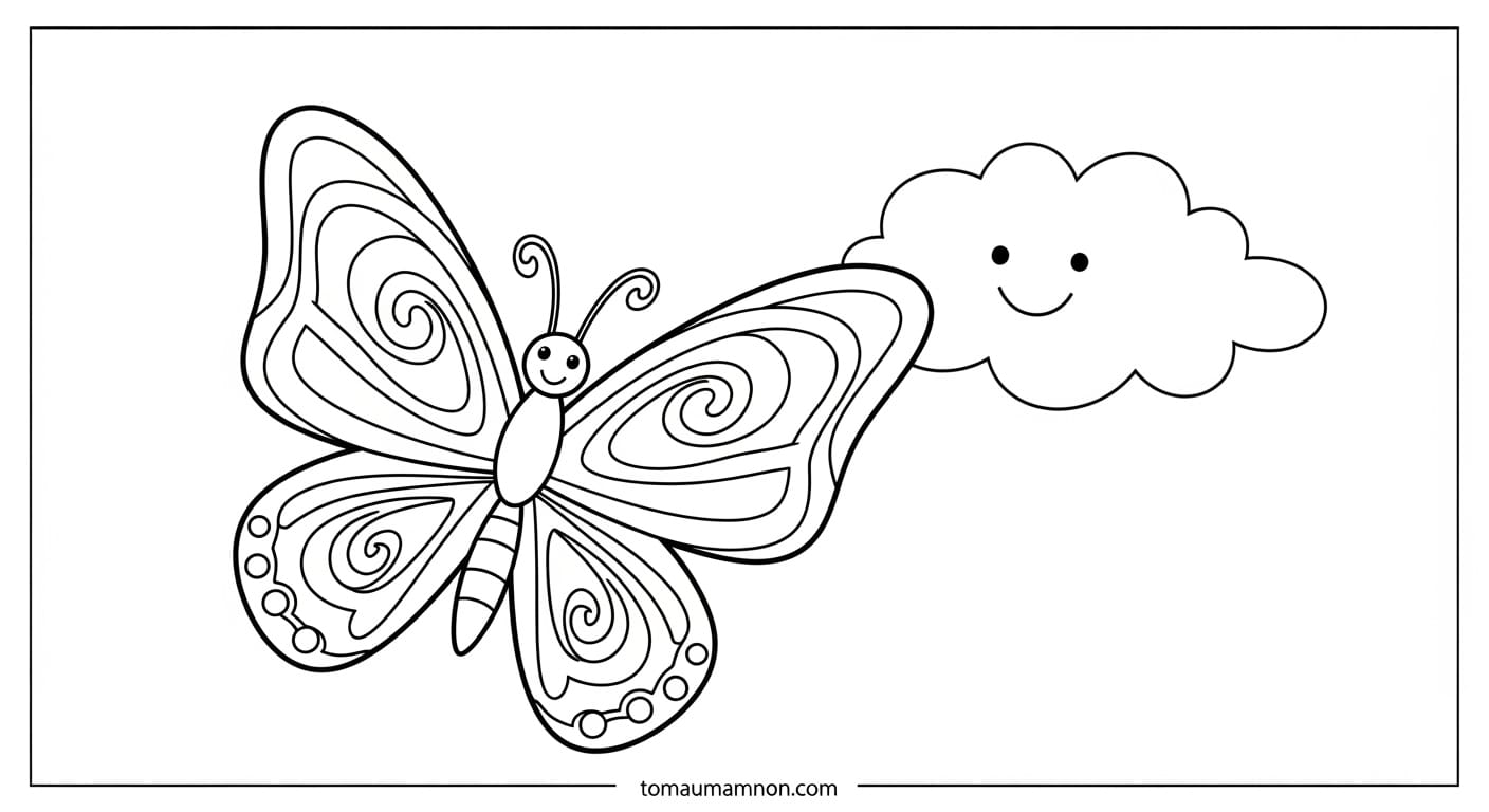 Tranh Con Bướm Con bướm dễ thương với họa tiết chấm bi