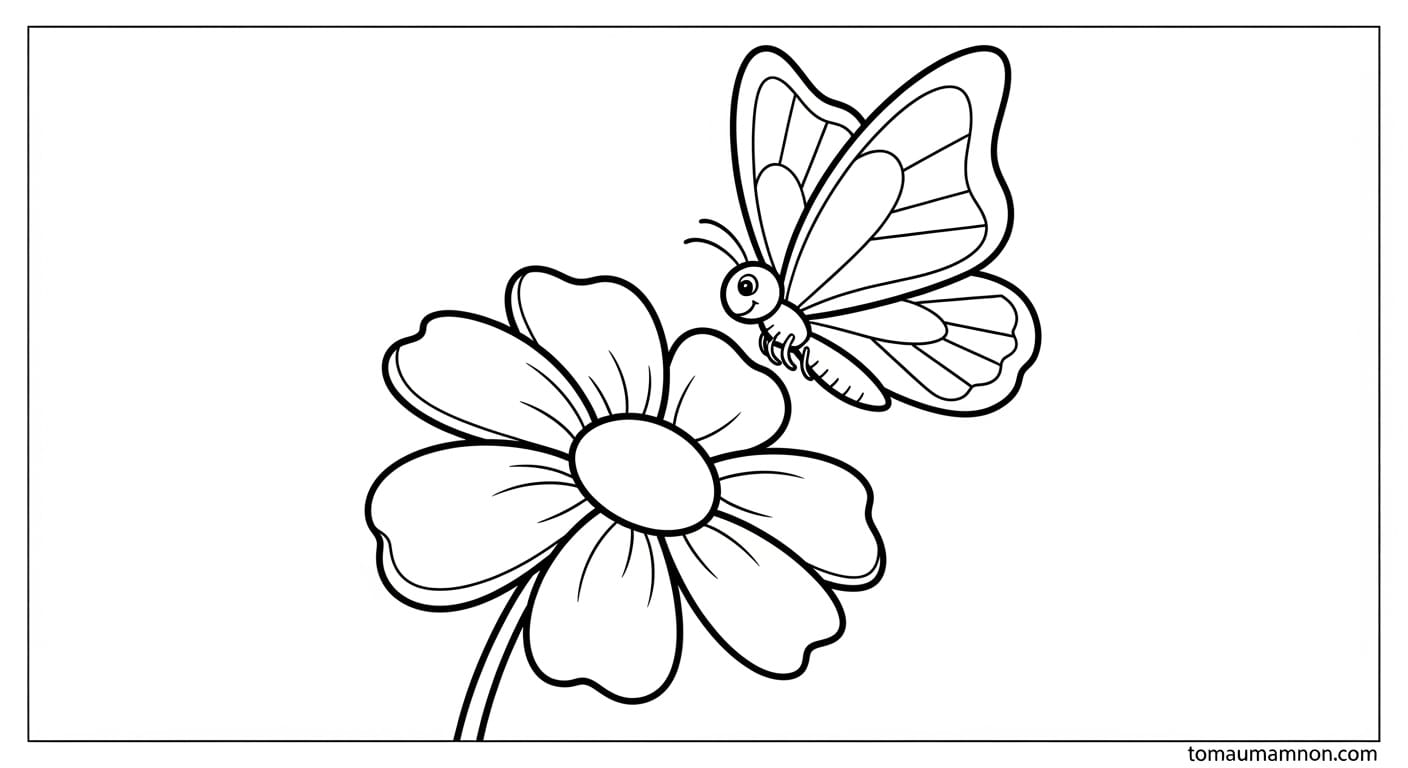 Tranh Con Bướm Con bướm với đôi cánh lớn đậu trên bông hoa