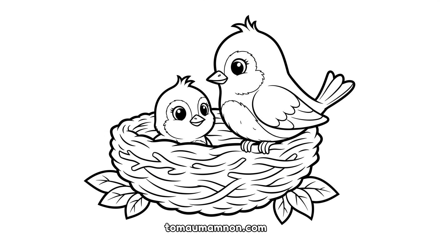 Tranh Con Chim Bé tô màu chim công rực rỡ