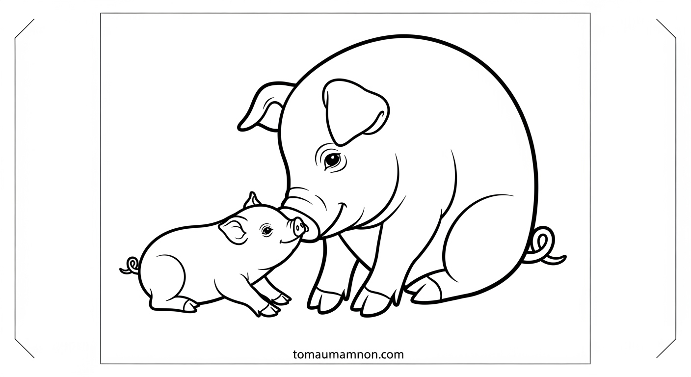 Hình tô màu con heo dễ thương
