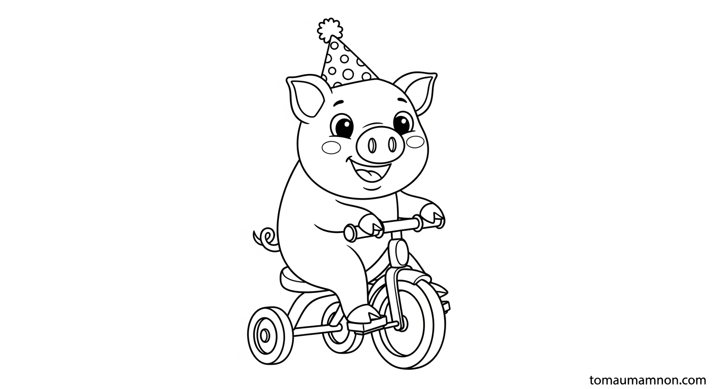 Tải tranh tô màu con heo dễ thương