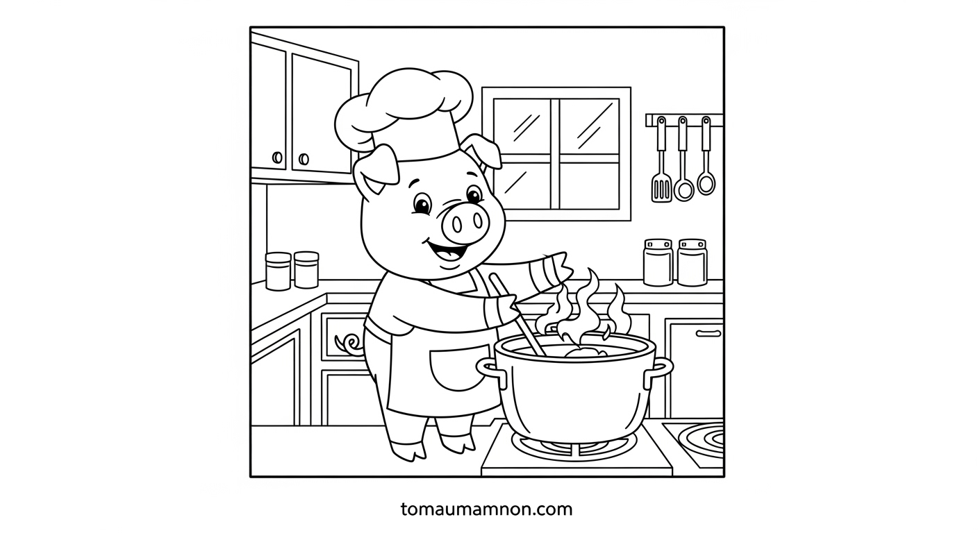 Tranh tô màu Ba Chú Heo Con