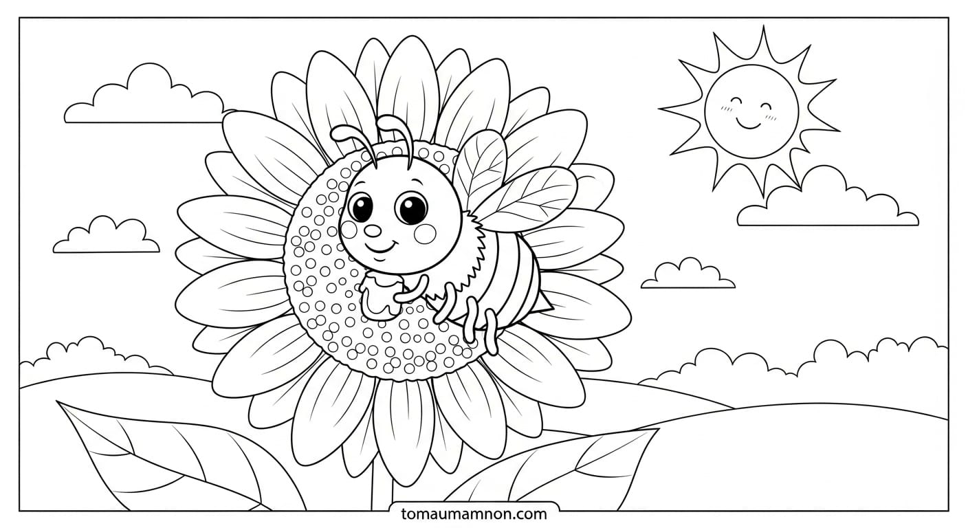 Tranh con ong hoạt hình dễ thương