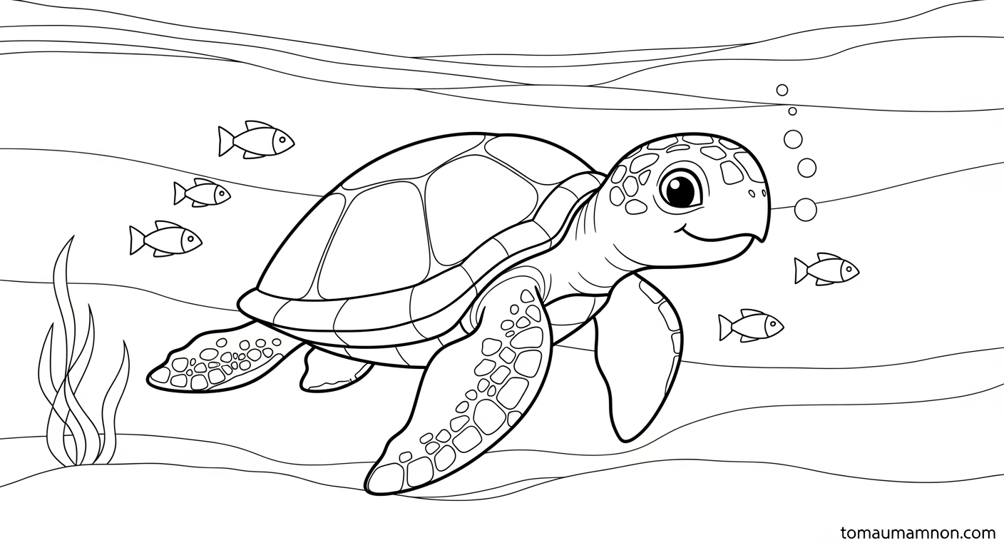 Tranh tô màu con rùa dễ thương cho bé mầm non