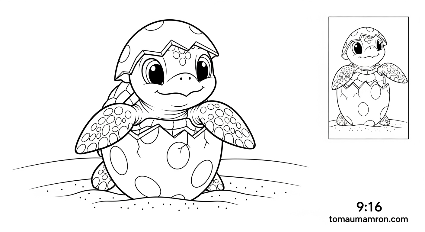 Hình tô màu con rùa đơn giản cho trẻ mẫu giáo