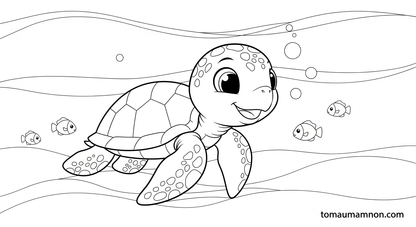 Tranh con rùa tô màu cho bé mầm non