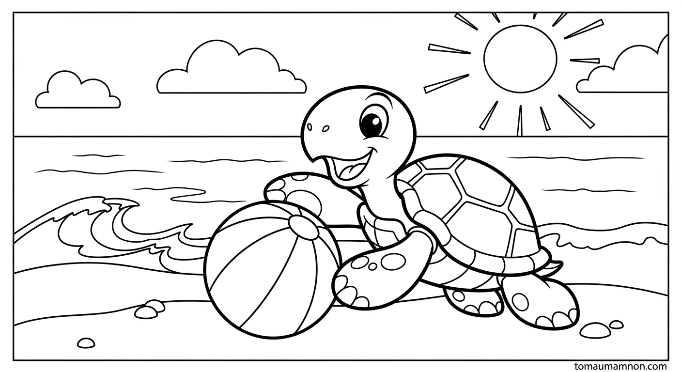 Tranh tô màu rùa biển dễ thương