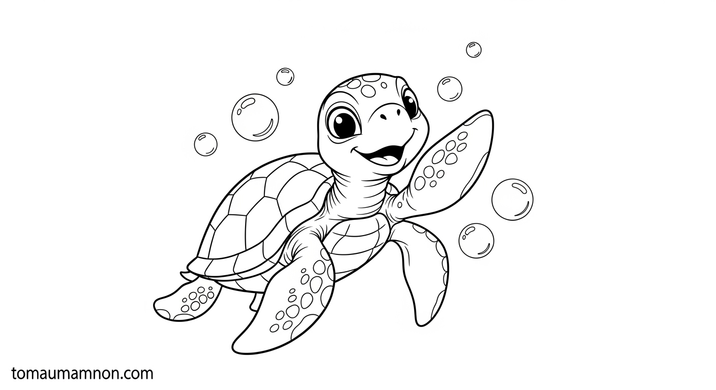 Tranh tô màu rùa cạn đáng yêu