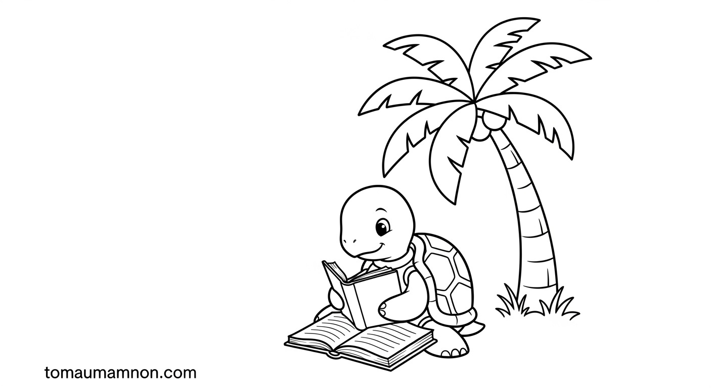 Tranh tô màu con rùa biển khám phá đại dương