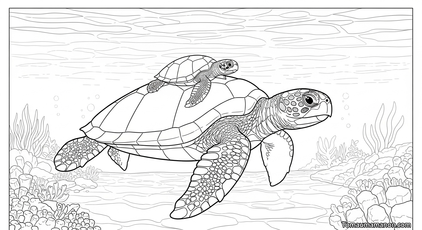 Tranh con rùa đen trắng dễ dàng in PDF