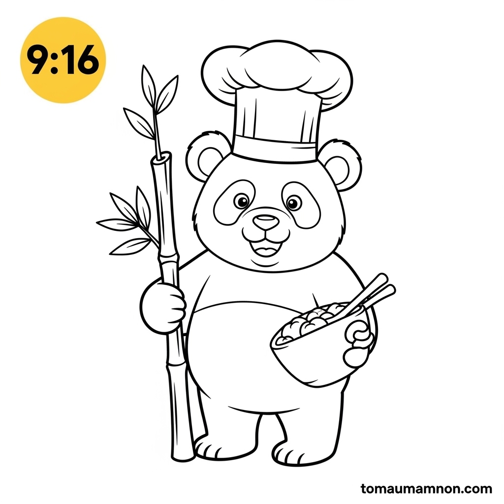 Tranh tô màu gấu trúc đáng yêu