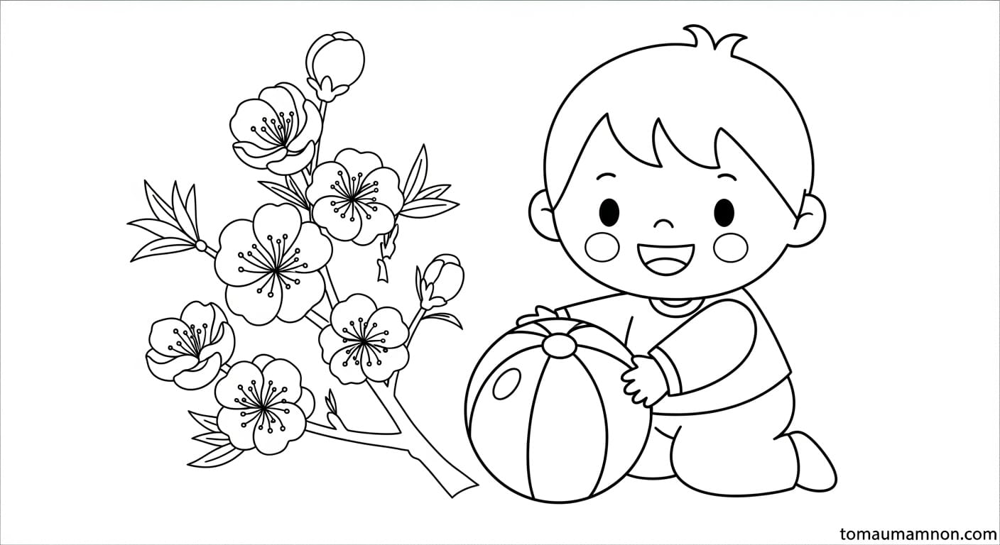 Hướng dẫn tô màu hoa đào