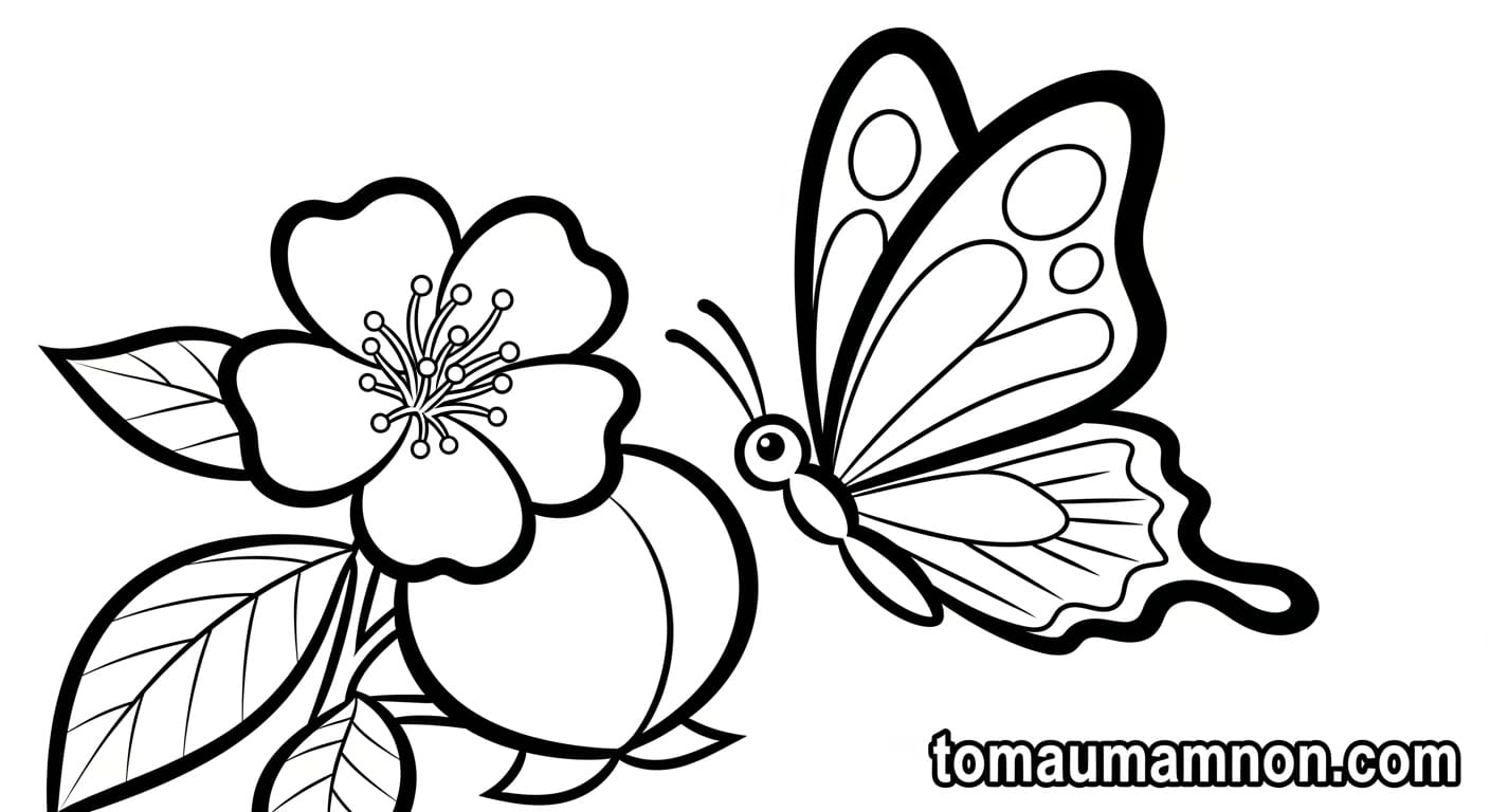 Tô màu hoa đào đẹp